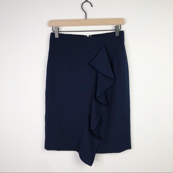 J. Crew Dresses & Skirts - J. Crew Petite Ruffle Navy Pencil Skirt 2018